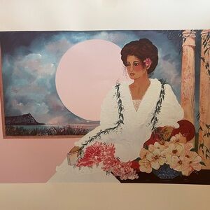 Elegant Woman in White Dress Art Print